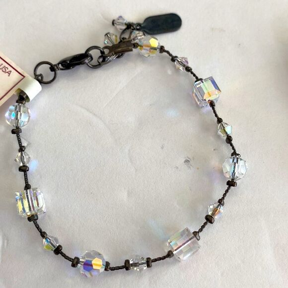 Dabby reid iridescent clear crystals hematite bracelet and  earrings *NEW* - Picture 1 of 4